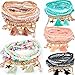 yunanwa 5 Pack (45pcs) Multilayer Bohemian Beaded Bangle Bracelet Crystal Charm Stretch Beach 9 PCS Set/Pack Boho Jewelry for Women Men Link Wrist Chain