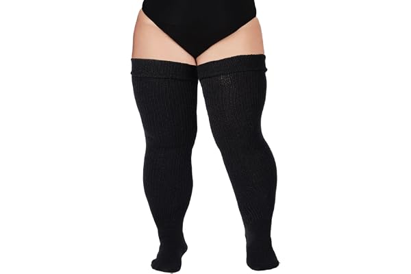 Plus Size Womens Thigh High Socks for Thick Thighs- Extra Long & Thick Over the Knee Stockings- Leg Warmer Boot Socks