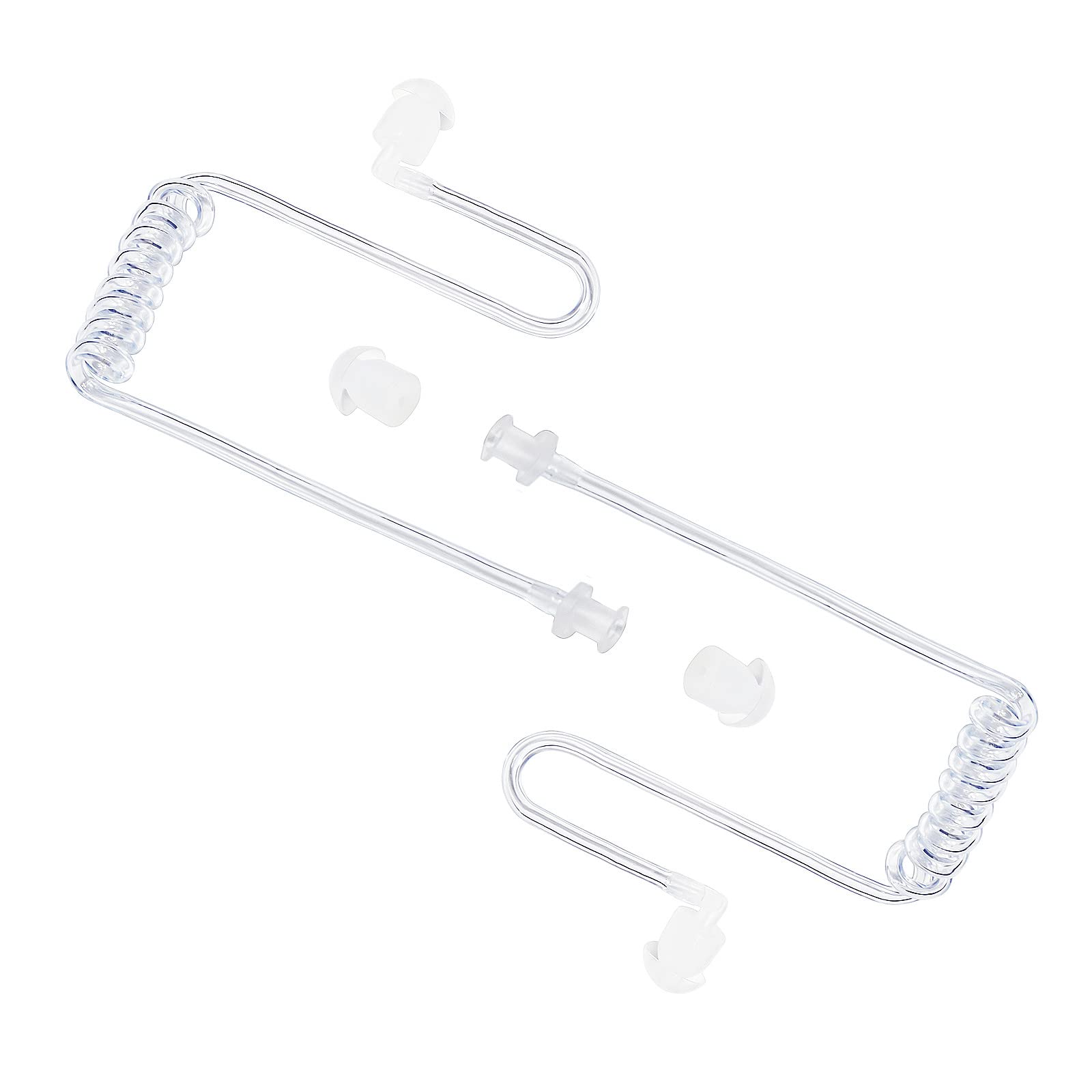 HYSHIKRA Replacement Covert Acoustic Air Coil Audio Tube Compatible with Motorola Kenwood Baofeng Walkie Talkie FBI Security Earpiece Headset (Transparent, 2 Pack)