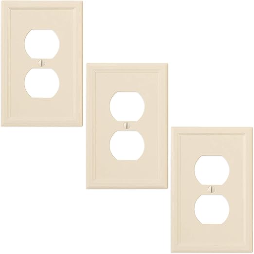 Insulated Single Decorator 3 Pack Switch Plates Ivory Modern