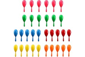 DUNCHATY Maracas for Kids - Mexican Maraca Neon Colorful Maracas Bulk for Fiesta Party Favors Baby Noisemaker - 4" Maracas Toys for Cinco de Mayo Partys, Birthday, Fiesta Decorations, 6 Colors, 32 Pack