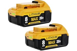 Xmenany 2-Pack 8.0-Ah Replacement for DeWalt 20V Battery Max X*R Lithium ION DCB200 DCB204 DCB206 DCB201 DCB203 DCB181 DCB180