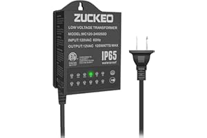 ZUCKEO 120W Low Voltage Transformer Outdoor Landscape Lighting Transformers with Timer & Lights Sensor, 120V to 12V Waterproof Power Supply for LED Landscape Lights Spotlight Pathway Light ETL Listed