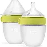 Comotomo (Gen 2) Silicone Baby Bottle, Green, 5oz, 2-Pack | Premium food-contact grade silicone bottle with a truly slow-flow