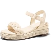 Coutgo Girls Platform Sandals Espadrille Braid Open Toe Ankle Strap Wedge Sandals Summer Dress Shoes for Toddler/Little/Big Kids
