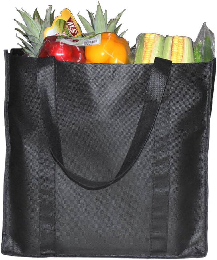 YBCPACK 6 Pack Reusable Grocery Tote Bags With Handles, Non-woven Shopper Bags- Hold 44+ lbs (20 KG)