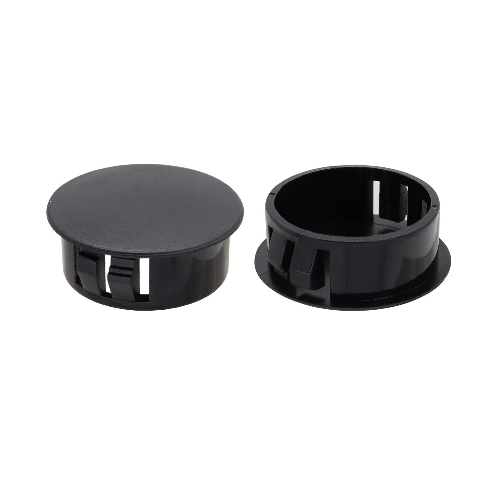 VictorsHome Hole Plugs Plastic 30mm (1-3/16") Fit for 29.5-30mm Diameter Locking Hole Tube, Flush Type Panel Insert End Caps Fastener Cover for Kitchen Cabinet Furniture Black 50 Pcs