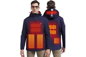 IHOOD Men's Heated Jacket with Detachable Hood, Waterproof Winter Outdoor Heating Jackets for Men (Battery Pack Included)