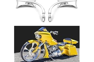 goodfitment Motorcycle Mirrors Chrome, M10 Motorbike Rear View Mirror Side Accessories Irregular Shape Compatible with Harley Sportster Custom Iron 883 Road King Street Softail and Electra Glide