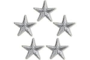 ROCKAPATCH Sparkle Silver Stars Embroidered Iron On Patches