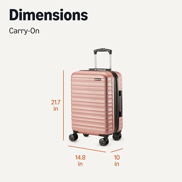 AMAZON BASICS 21″ HARDSIDE CARRY-ON LUGGAGE WITH MULTI-DIRECTIONAL WHEELS, EXPANDABLE FOR UP TO 25% MORE SPACE, SCRATCH-RESISTANT SURFACE, ROSE GOLD