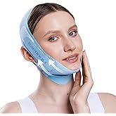PLANTIFIQUE Chin Strap for Face Contouring - Reusable V Line Ice Silk Fabric Mask - Double Chin Shaping, Adjustable, Breathable Fabric - Jawline Shaper for Women & Men (Blue)