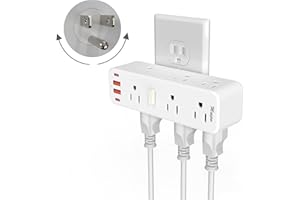 MAXPW Surge Protector Outlet Splitter with 360° Rotating Plug, Multi Plug Wall Outlet Extender with 9 Outlets 4 USB Ports (2 USB-C), 2100 Joules, 3-Sided Power Strip for Home, Office, Travel, White
