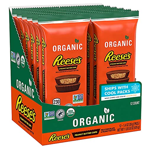 REESE’S Natural Milk Chocolate Peanut Butter Cups Sweet, Non-GMO, 1.4 oz Pack (12 depend)