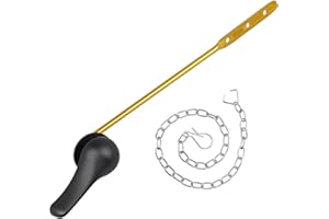 Jwodo Toilet Handle Replacement Kit, Universal Tank Flush Lever Handle with Stainless Steel Flapper Chains for Most Front Mount Toilets, Matte Black Finish Toilet Flush Handle