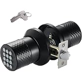 Buoan Keypad Door Knob Lock, Keyless Entry Door Knob with Handle, Black | Anti-Slip, Auto Lock, Electronic Door Knob, Safe and Easy Installation for Bedroom, Office, Hotel and Garage