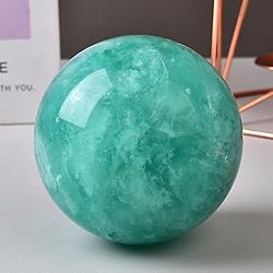 MOGEMT Large Green Fluorite Crystal Ball with Stand