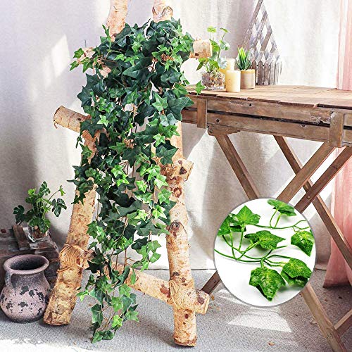 WARMIE Artificial Hanging Plants Fake Ivy Garland Artificial Plant Vines Fake Leaves 40 Inch Artificial Plants Indoor/Outside Garden Wedding Party Vines for Bedroom Plant 2 PCS(Ivy Leaves)