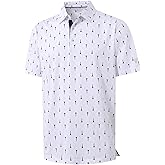 M MAELREG Mens Golf Shirt Short Sleeve Dry Fit Print Moisture Wicking Performance Patterns Collared Polo Shirt
