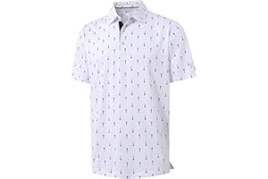 M MAELREG Mens Golf Shirt Short Sleeve Dry Fit Print Moisture Wicking Performance Patterns Collared Polo Shirt
