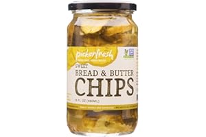 Pickerfresh Bread & Butter Chips Pickles - Sweet Crinkle Cut Chip Style Sweet Pickles - Simple Ingredients - Non-GMO, No Artificial Color & No Preservatives - 16 oz