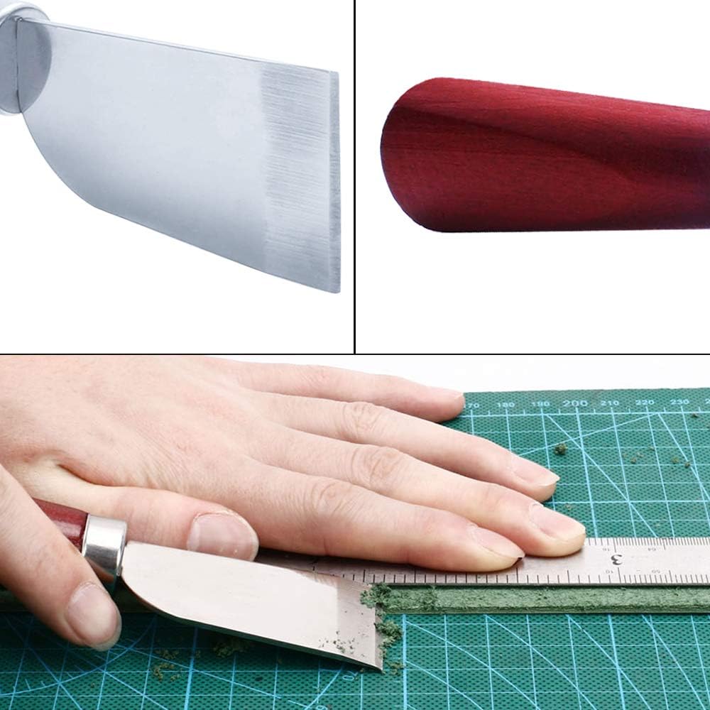 YG_Oline 2 Pack Leather Cutting Tool with Wooden Handle, Leathercraft Tool Leather Working Tool Edging DIY Handwork Supplies Accessories