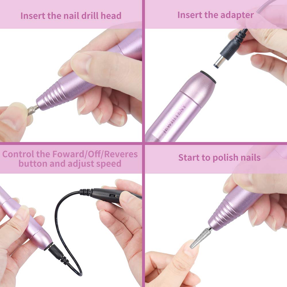 Electric Nail Drill Professional 25000RPM Portable Manicure Pedicure Polishing Shape Tools Efile Nail File Drill Kit For Acrylic, Removing Acrylic Gel Nails: Beauty