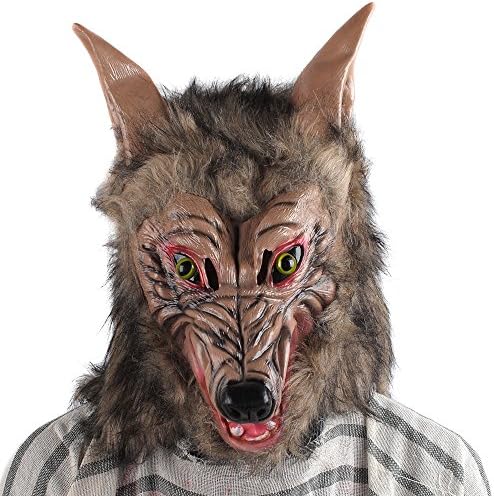 Werewolf Costume Mask Adult Man Woman Teen Full Moon Scary Horror Costume Party Fancy Dress Hairy Full Head