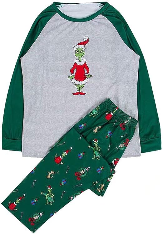 Qiujiam Family Matching The Grinch Pajamas 2pcs Christmas Children Kids