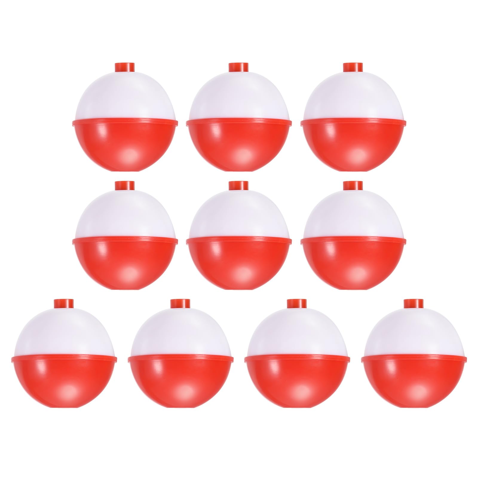 PATIKIL 2 Inch Fishing Bobber, 10 Pack Hard ABS Push Button Round Buoy Fishing Float Tackle, Red and White