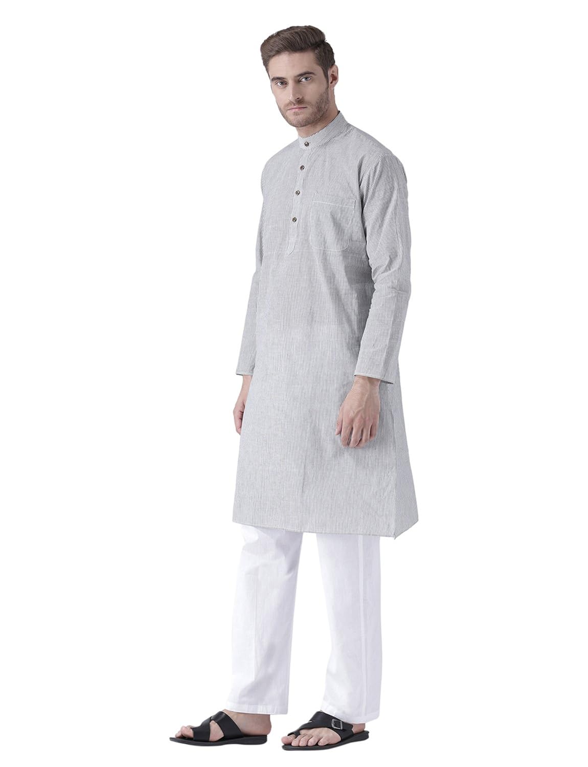mohanlal sons light grey cotton kurta pajama