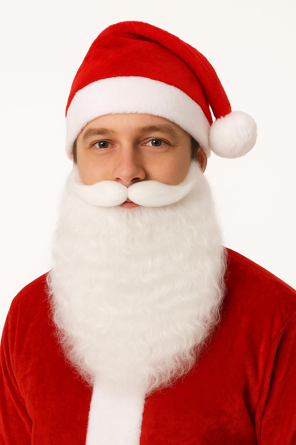 HENBRANDT White Santa Claus Beard with Elastic Fake White Beard and Moustache Dress Up Novelty Accessory Christmas Fancy Dress Costume Accessory for Men and Women