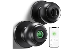 GeekTale Fingerprint Door Knob Lock for Bedroom Basement Garage Office with App, Smart Knob,Biometric Thumbprint Fingerprint Door Lock, Entry Private Passage Mode 3in1