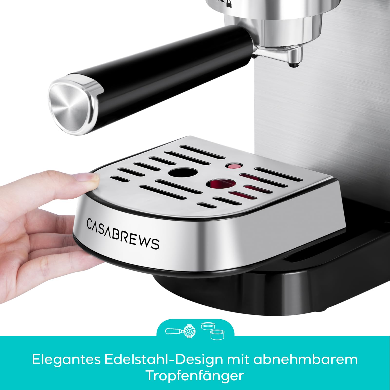 CASABREWS CM5418 Kompakte Espresso Siebträgermaschine mit Milchaufschäumer 5