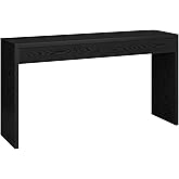 Henn&Hart 55" Wooden Rectangular Fluted Console Table, Ribbed Entryway Table, Sofa Table for Entryway, Living Room, Couch, Hallway, or Office, Natural Black