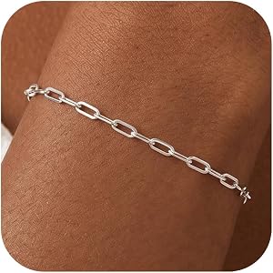 BLThing Sterling Silver Bracelets for Women 3mm Paperclip Chain Bracelet | Smooth & Sturdy Paperclip Chain Bracelet Silver Br
