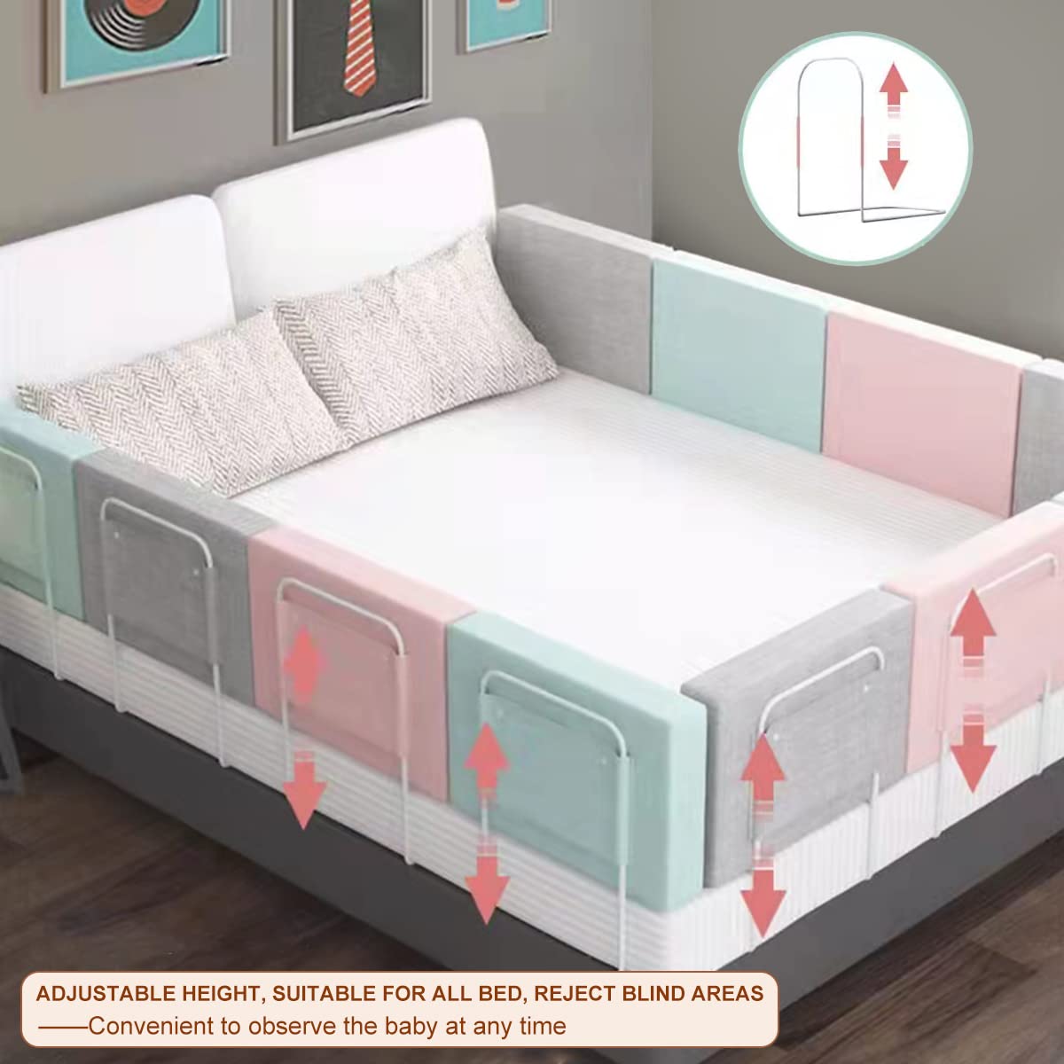 Adjustable Bed Rails and Safety Bumpers for Elderly, Adults, and Toddlers – Secure Bed Guard for King, Queen, Twin, and Full Sizes – Bedside Assist, Grab Bars, and Barrier Support for Kids and Seniors