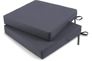 Tromlycs Outdoor Cushions for Patio Furniture Chair Cushions Set of 2 Seat 19x19 Inch Waterproof Outside Square with Ties Dark Grey