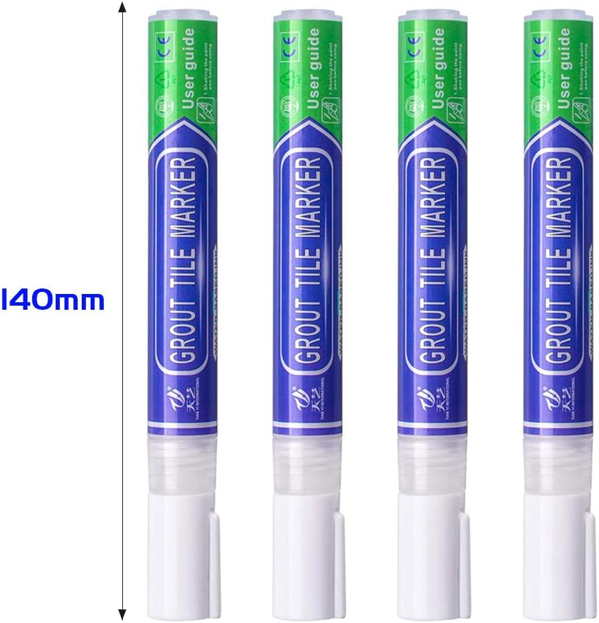 Grout Pen White, 4pcs Waterproof Grouting Pens, Tile Grout Reviver Pen
