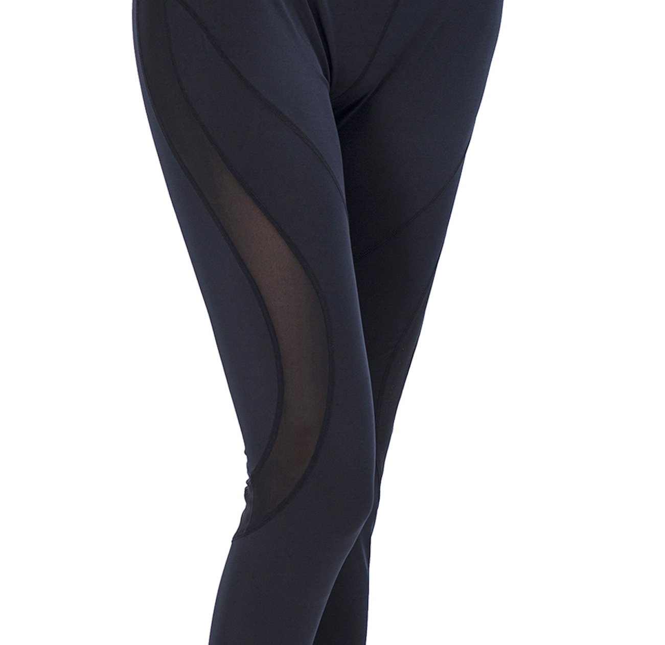 SPECIAL MAGIC Women\'s Mid Waist Side Mesh Ankle Length Workout Leggings Yoga Pants For Summer Black S
