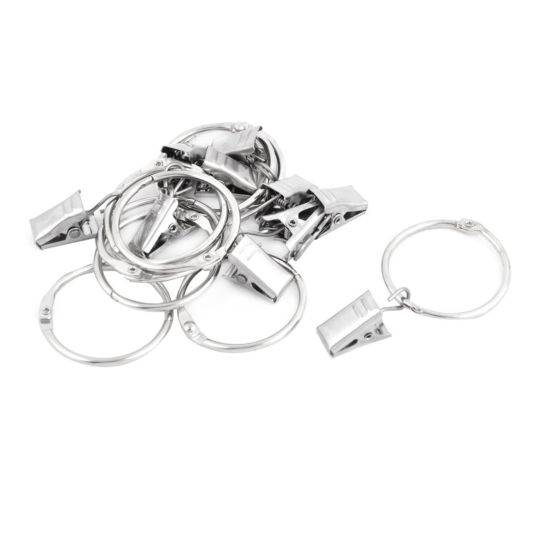 Sourcingmap Metal Window Curtain Drapery Rod Hanging Hook Hanger Clip Ring 10pcs Silver Tone