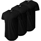 Mens 3 Pack Plain Cotton Shirts Short Sleeve Casual Crew Neck T-Shirts Hipster Hip Hop Longline Tees Drop Cut Curved Hem