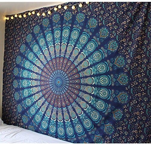 Sovereigns Hippie, Bohemian, Indian, Boho, Dorm, Hippy, Psychedelic, Wall Hanging (Queen 84 X 85 Inches, Blue)