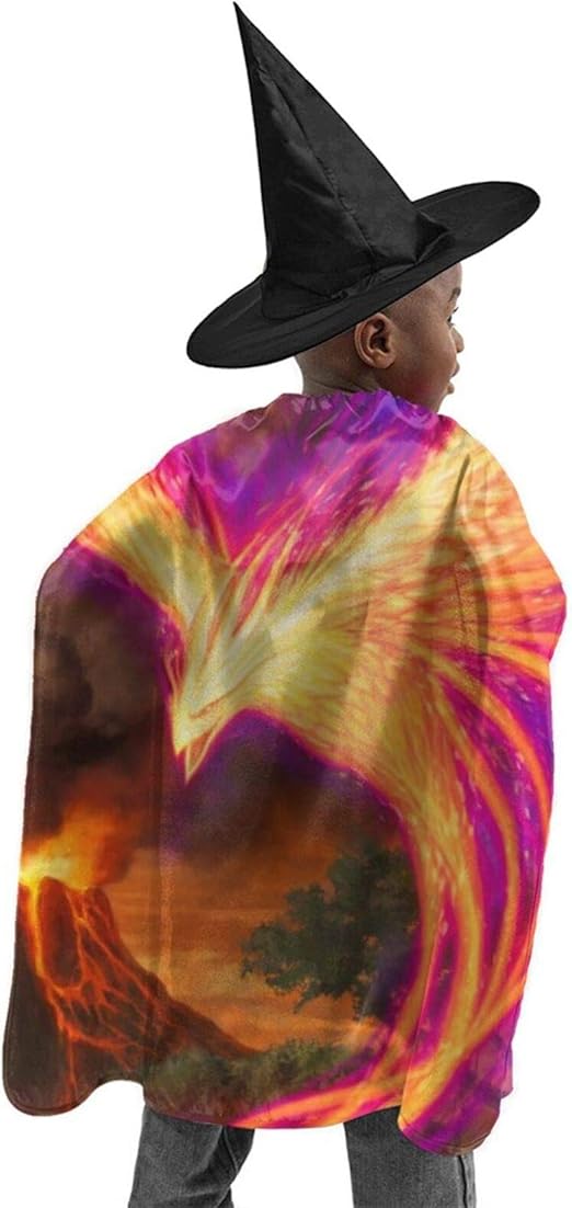 ATHG Kids Halloween Costumes Witch Cloak with Hat 3D
