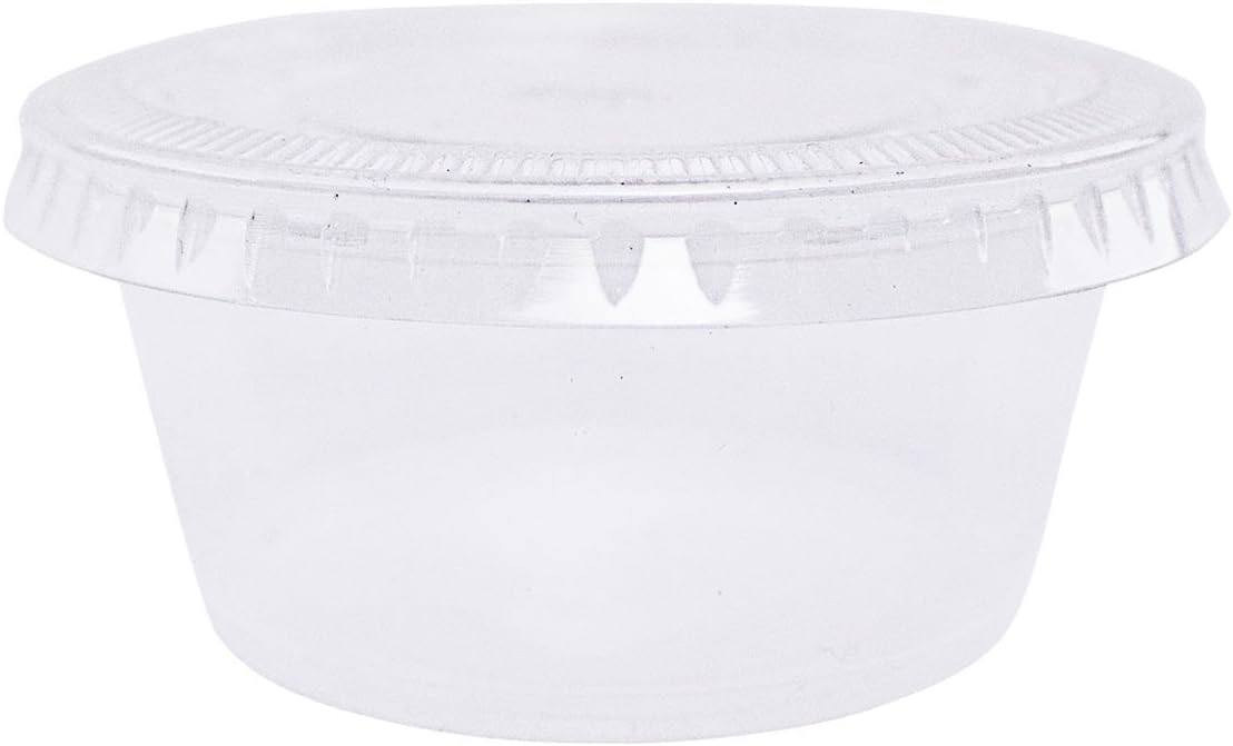 EDI Clear Disposable Plastic Portion Cups/Souffle Cups with Lids, 1 Ounce (100 Count)