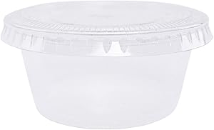 EDI Clear Disposable Plastic Portion Cups/Souffle Cups with Lids, 1 Ounce (100 Count)