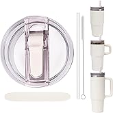 Replacement Leak Proof Tumbler FLIP Lid With Straw - Fit For Stanley ProTour Quencher and Quencher H2.0 20oz,30oz Tumbler (Cream-Suger, 20oz and 30oz)