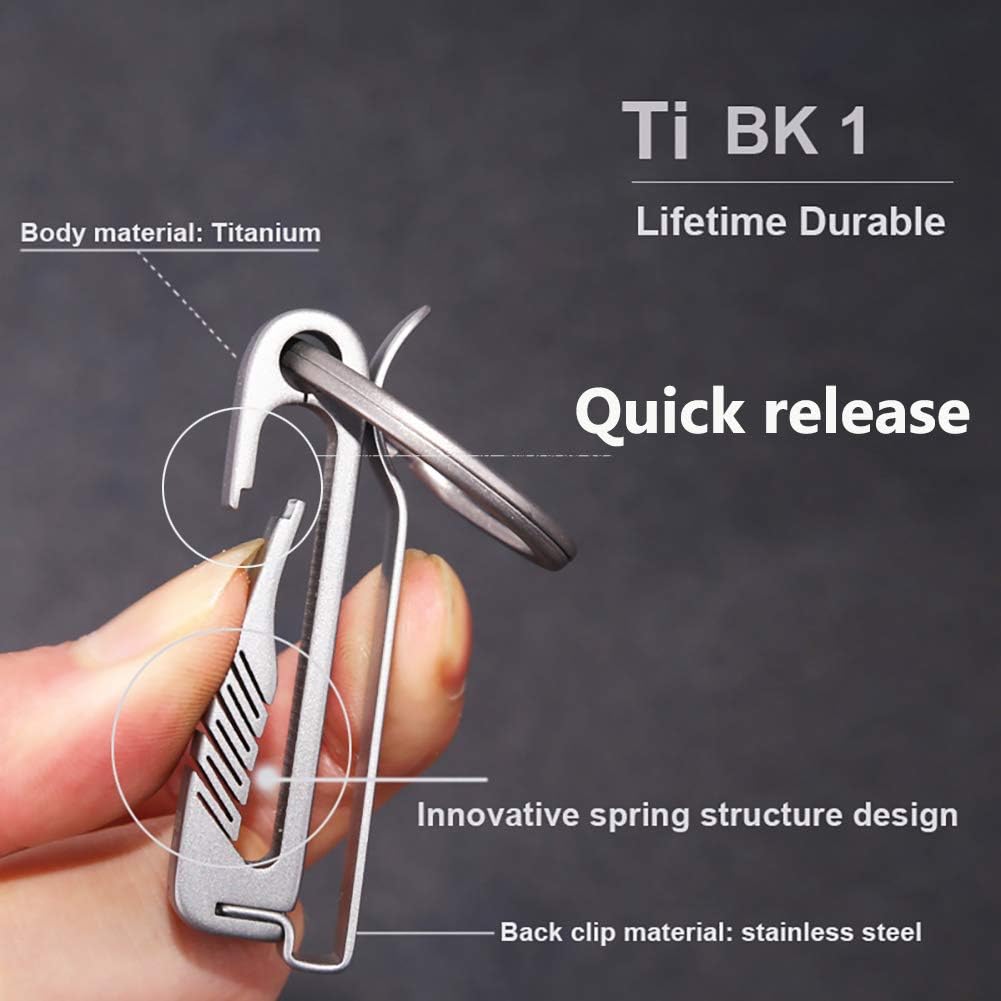 TISUR Belt Keychain Titanium Belt Loop Key Holder with Detachable Keyring for Men and Women (BK1) at  Men’s Clothing store