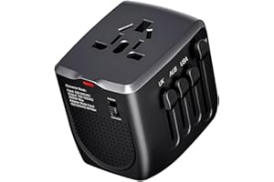 LINGPEI International Travel Adapter Voltage Converter Steps Down 220V to 110V for Cell Phones, Laptops, and Curling Irons, US to UK, Europe, Australia, and More Than 200 Countries(Black)