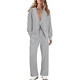 Danyery Womens Two Piece Sweater Sets Comfy Loungewear Set V-Neck Cardigan Pant Matching Pajama Sets Sweatsuit Outfits